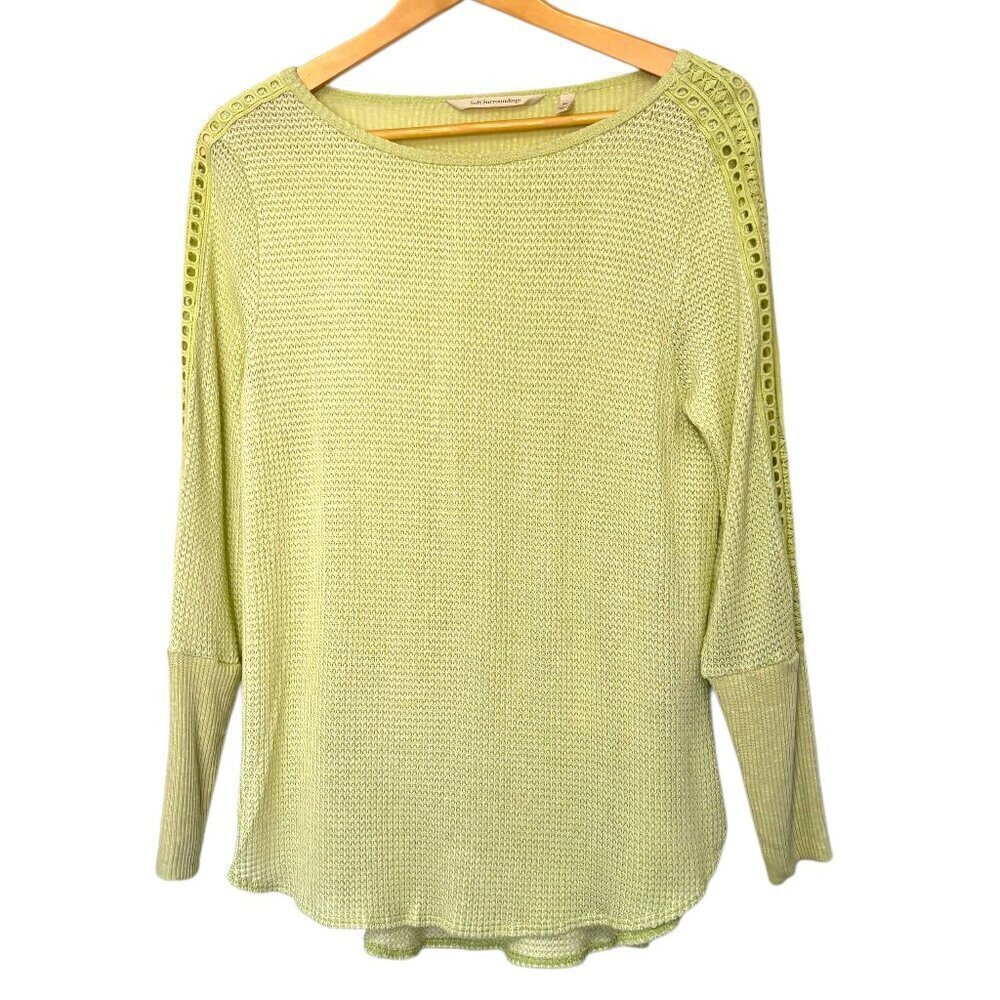 Soft Surroundings Lightweight Knit Sweater Size PS Very Light Green Spring